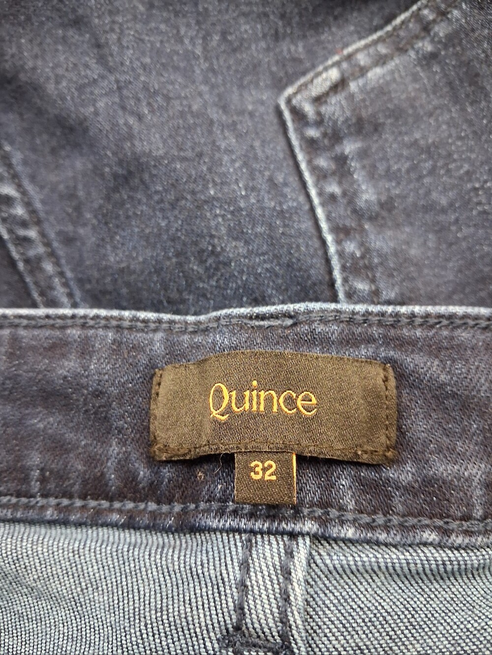 Quince Bella Stretch Patch Pocket Wide Leg Cropped Jeans Midnight Blue Size 32 - Picture 3 of 4